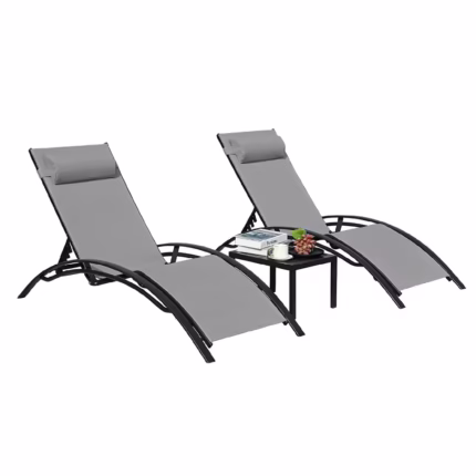 Roof Topi Aluminum Lounge Chair for Outside with 5 Adjustable Positions